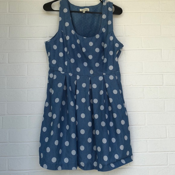 Anthropologie Dresses & Skirts - Anthropologie polka dot chambray dress XL